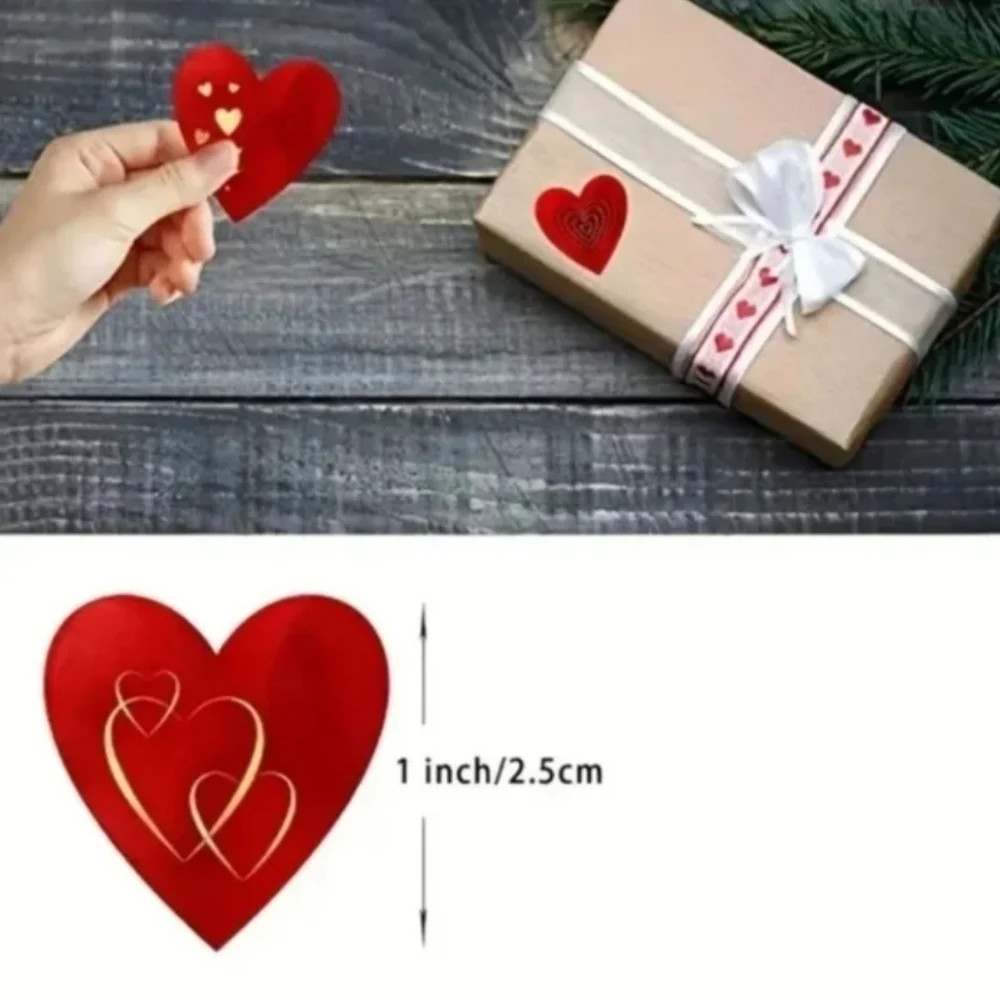 500 Pieces Roll Heart Sealing Sticker